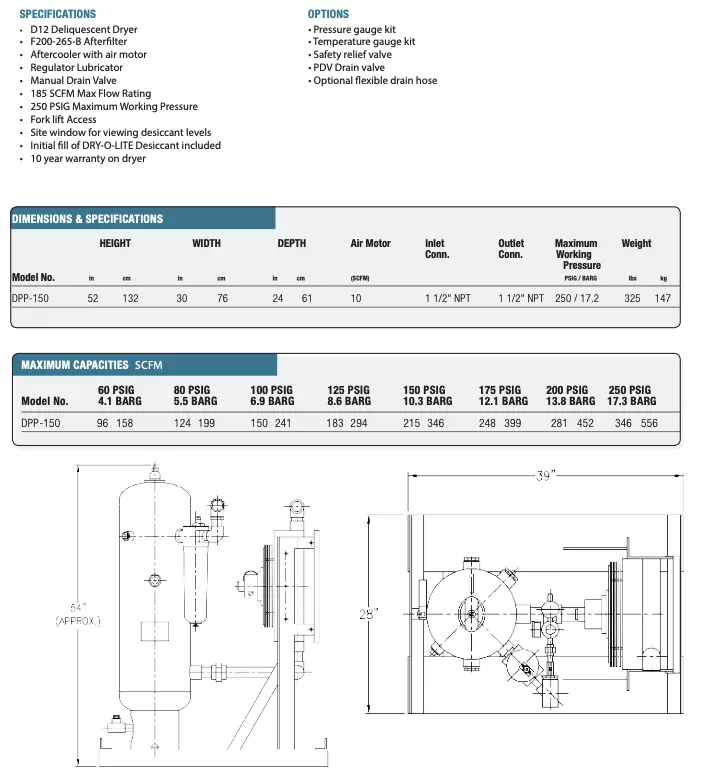 Dry Pak Pro Specs