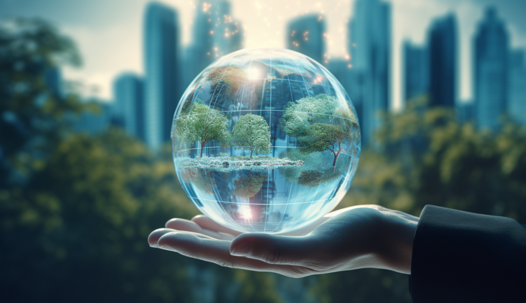 Energy Saver Globe Hand & Buildings